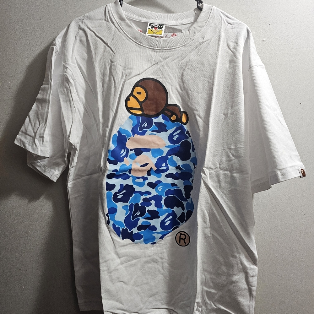 A Bathing Ape Camo t shirt Size XL Color White Chest 21”Length 27”